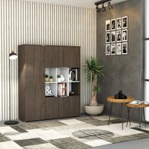 Armário Alto Com nichos E 05 Portas 161,5x135x42cm Wlan135 Terracota - Branco