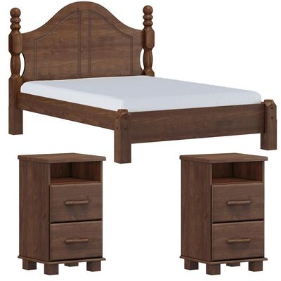 Cama Casal Classica 02 Mesas De Cabeceira Madeira Maciça Milani Store Cafe