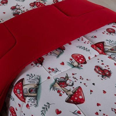 Edredom Fantasy Solteiro 1 Peça Infantil Vermelho