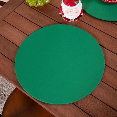 Sousplat Capa E Base Mdf Basic Liso 35cm Diâmetro Tecido Oxford 100% Poliéster - Verde