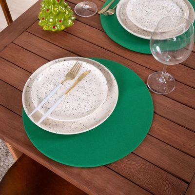 Sousplat Capa E Base Mdf Basic Liso 35cm Diâmetro Tecido Oxford 100% Poliéster - Verde