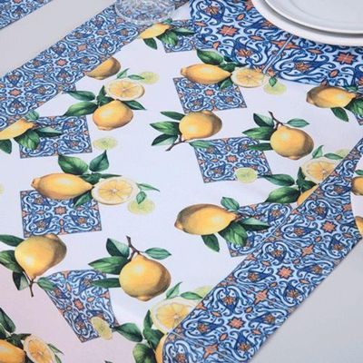 Caminho De Mesa Estampado Allegra 1 Peça 1,25m X 43cm 100% Poliéster - Limão