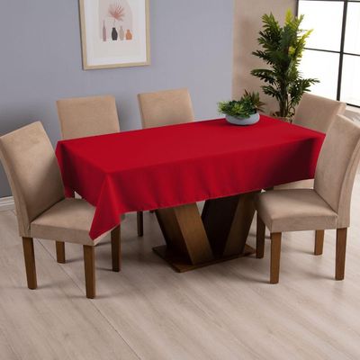 Toalha De Mesa Basic 1 Peça 1,45m X 1,40m 4 Lugares 100% Poliéster Tecido Oxford - Vermelho