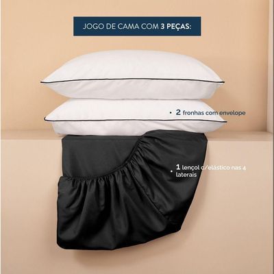 Jogo De Lençol Queen Linea Micropercal 200 Fios 3 Peças - Preto