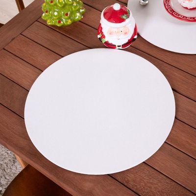 Sousplat Capa E Base Mdf Basic Liso 35cm Diâmetro Tecido Oxford 100% Poliéster - Palha