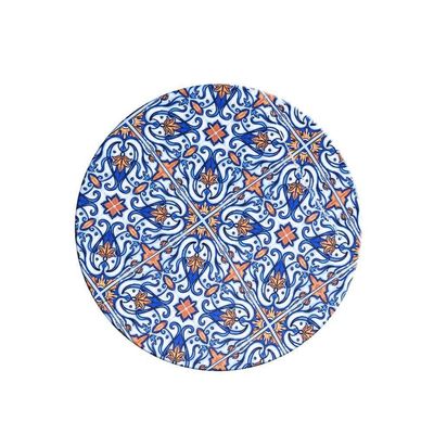 Sousplat Estampado Allegra 2 Peças Capa E Base Mdf 35cm Diâmetro 100% Poliéster - Azulejo