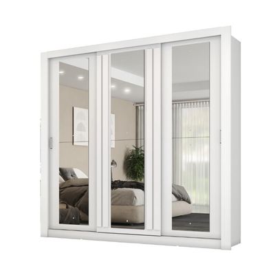 Guarda Roupa Casal 3 Portas Doha Com 3 Espelhos Carraro Branco