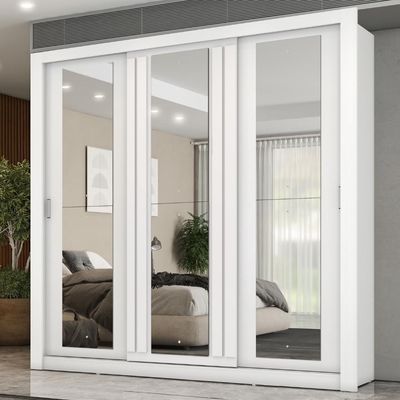 Guarda Roupa Casal 3 Portas Doha Com 3 Espelhos Carraro Branco
