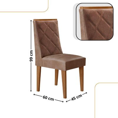 Mesa De Jantar Isadora Tampo MDF 6 Cadeiras Isadora Moderna Tork Naturale