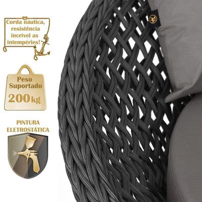 Chaise Hungria Pintura Marrom Corda Náutica E11 Trama Preto