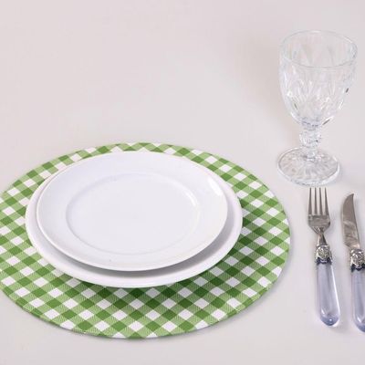 Sousplat Estampado Allegra 2 Peças Capa E Base Mdf 35cm Diâmetro 100% Poliéster - Xadrez