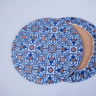 Sousplat Estampado Allegra 2 Peças Capa E Base Mdf 35cm Diâmetro 100% Poliéster - Azulejo