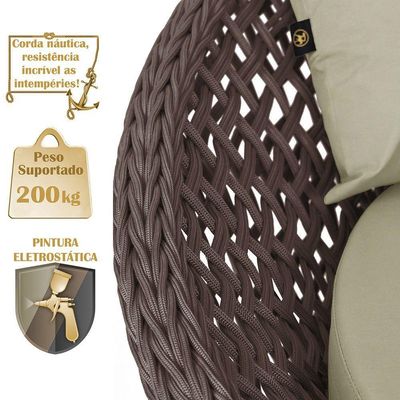 Chaise Hungria Pintura Fendi Corda Náutica E7 Trama Original Marrom