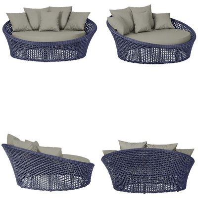 Chaise Hungria Pintura Preta Corda Náutica E8 Trama Original Azul