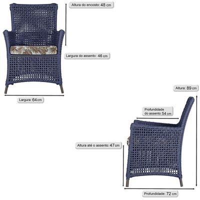 Poltronas Igapó Alumínio Pintura Marrom Corda Náutica E6 Azul