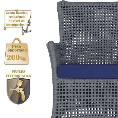 2 Sofás área Externa Igapó Alumínio Marrom Corda Náutica E10 Prata
