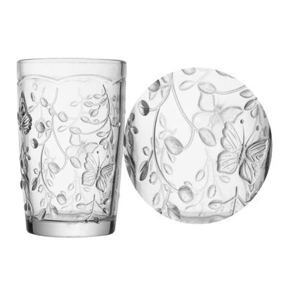 Jogo 4 Copo De Vidro New Butterfly Borboleta Flores Cristal Ecológico 330ml Lyor