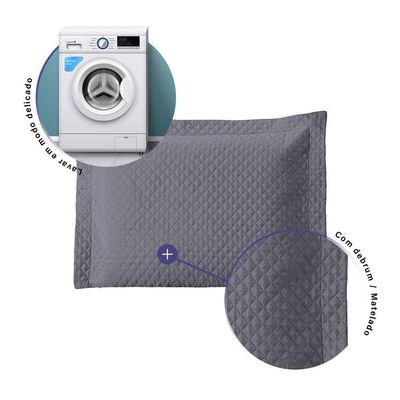 Porta Travesseiro Avulso 70cm X 50cm 1 Peça Prime Ultrassônico 100% Poliéster - Cinza