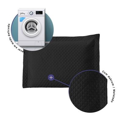 Porta Travesseiro Avulso 70cm X 50cm 1 Peça Prime Ultrassônico 100% Poliéster - Preto
