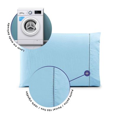 Par De Fronhas 70cm X 50cm 2 Peças Paris Percal 150 Fios 100% Algodão - Azul Motorista