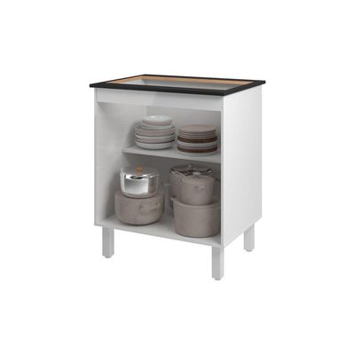 Balcão Armário De Cozinha Para Fogão Cooktop 5 Bocas Fran Mobília Decor Branco