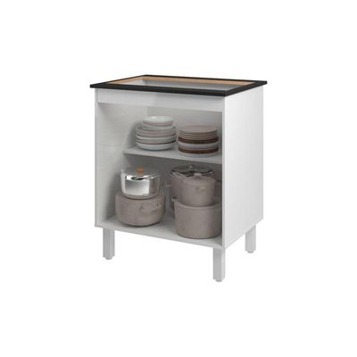 Balcão Armário De Cozinha Para Fogão Cooktop 5 Bocas Fran Mobília Decor Branco
