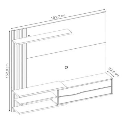 Painel Nt1355 182cm Com Lateral Em Ripado Notável Off White Com Freijo Trend