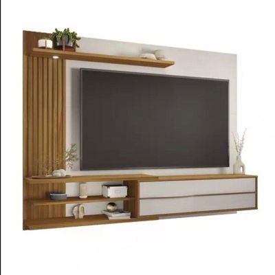 Painel Nt1355 182cm Com Lateral Em Ripado Notável Off White Com Freijo Trend