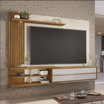 Painel Nt1355 182cm Com Lateral Em Ripado Notável Off White Com Freijo Trend
