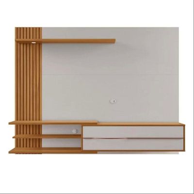 Painel Nt1355 182cm Com Lateral Em Ripado Notável Off White Com Freijo Trend