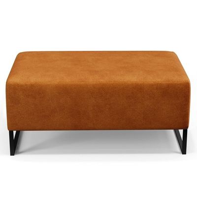 Puff Decorativo Para Sala De Estar Cléo W01 Base De Ferro 90 Cm Couríssimo Canela - Lyam Decor