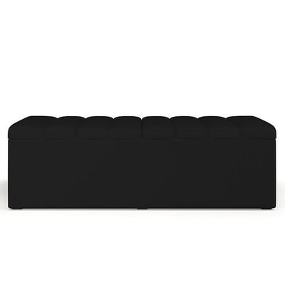 Kit Cabeceira Cama Box Casal King 195cm Com Calçadeira Baú Dália W01 Suede Preto - Lyam