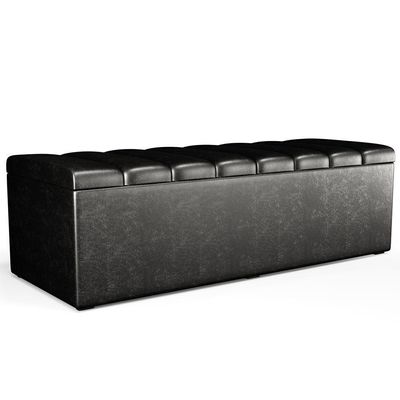 Kit Cabeceira Cama Box Casal King 195cm Com Calçadeira Baú Dália W01 Couríssimo Preto - Lyam