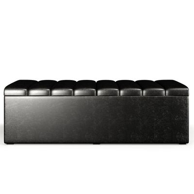 Kit Cabeceira Cama Box Casal King 195cm Com Calçadeira Baú Dália W01 Couríssimo Preto - Lyam