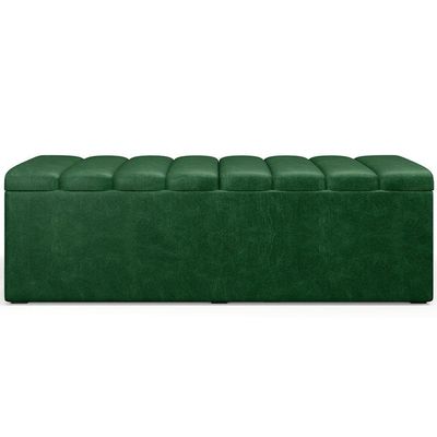 Kit Cabeceira Cama Box Casal 140cm Calçadeira Recamier Baú Dália W01 Facto Verde Musgo - Lyam Decor