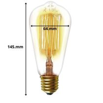 Lâmpada Filamento De Carbono Taschibra St64 Dimerizável 127v~40w - âmbar