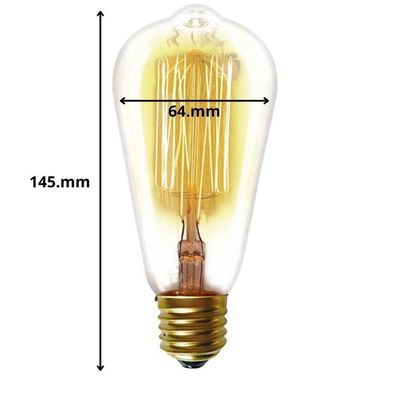 Lâmpada Filamento De Carbono Taschibra St64 Dimerizável 127v~40w - âmbar