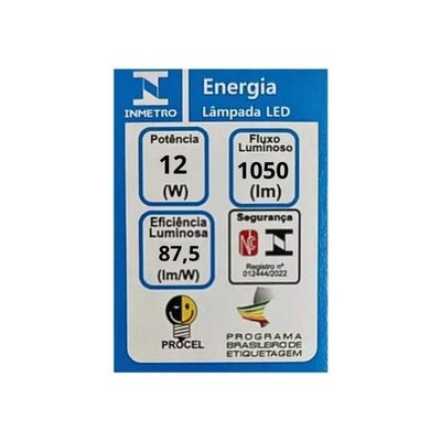 Lâmpada Led A60 Blumenau 12w 6500k Luz Branco Frio