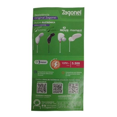 Resistência Zagonel Ducha Sublime - 127v~5500w