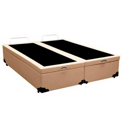 Cama Box Baú Casal Bipartido Sintético Sereneprime Bege 138x188x44