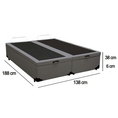 Cama Box Baú Casal Bipartido Sintético Sereneprime Cinza 138x188x44