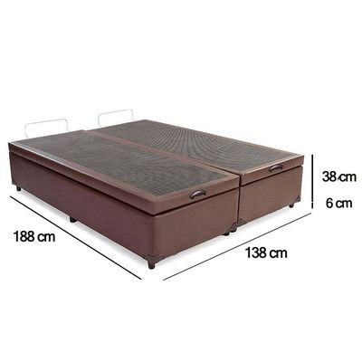 Cama Box Baú Casal Bipartido Sintético Sereneprime Marrom 138x188x44