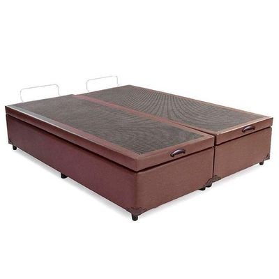 Cama Box Baú Casal Bipartido Sintético Sereneprime Marrom 138x188x44
