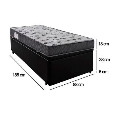 Cama Box Baú Solteiro Sintético + Colchão De Espuma D33 Sereneprime 88cm Preto