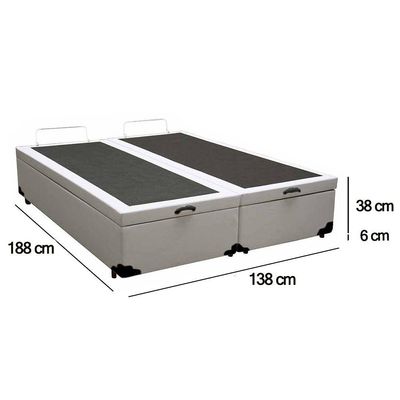 Cama Box Baú Casal Bipartido Sintético Sereneprime Branco 138x188x44