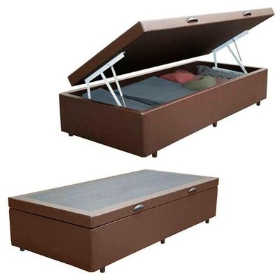 Cama Box Baú Solteiro Sintético + Colchão De Espuma D33 Sereneprime 88cm Marrom