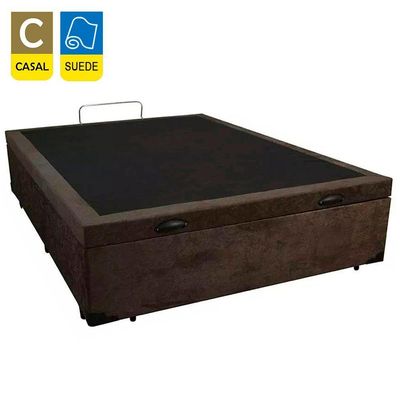 Cama Box Baú Casal Suede Sereneprime Marrom 138x188x44