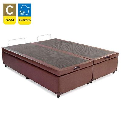 Cama Box Baú Casal Bipartido Sintético Sereneprime Marrom 138x188x44