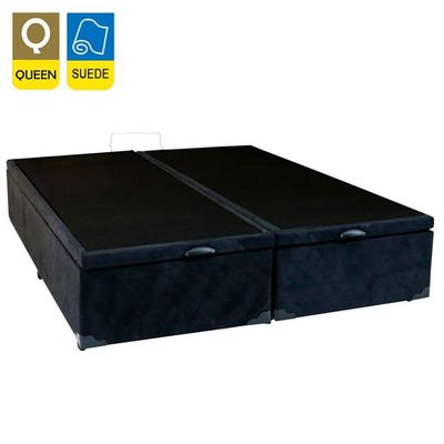 Cama Box Baú Queen Bipartido Suede Sereneprime Preto 158x198x44