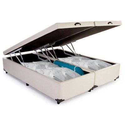 Cama Box Baú Casal Bipartido Sintético Sereneprime Branco 138x188x44